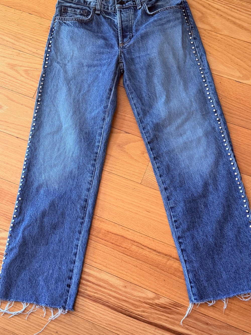 ASKK NY Low Rise Straight-Leg Jeans in Studded Muse